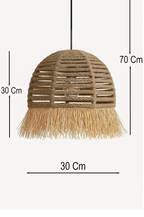 Opviq Lámpara de araña BK070 en color Ecru con tapa de rafia Opviq Lámpara de araña BK070 en color Ecru con tapa de rafia